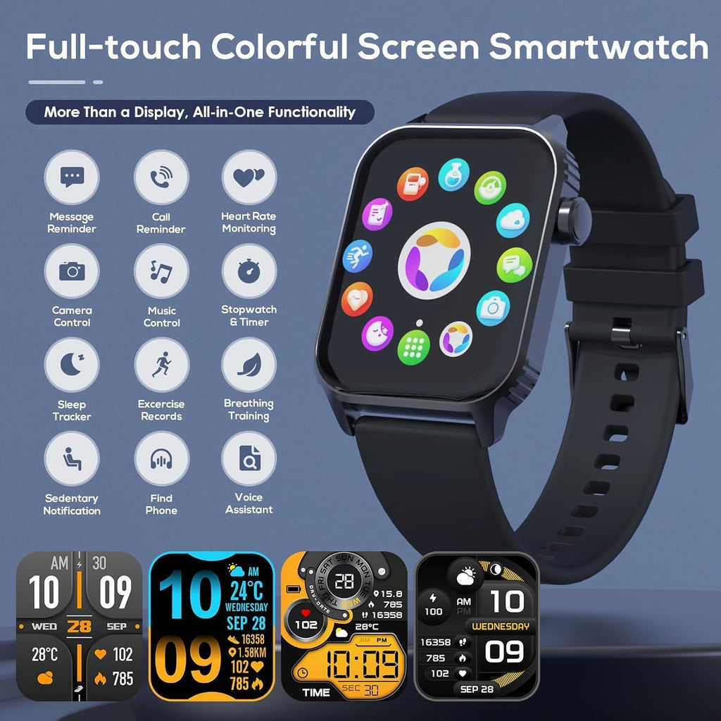 TRAUSI Smart Watch for Men - 120 Sports Modes, 1.83" HD Display, Alexa Built-In, IP67 Waterproof | Black Fitness Tracker