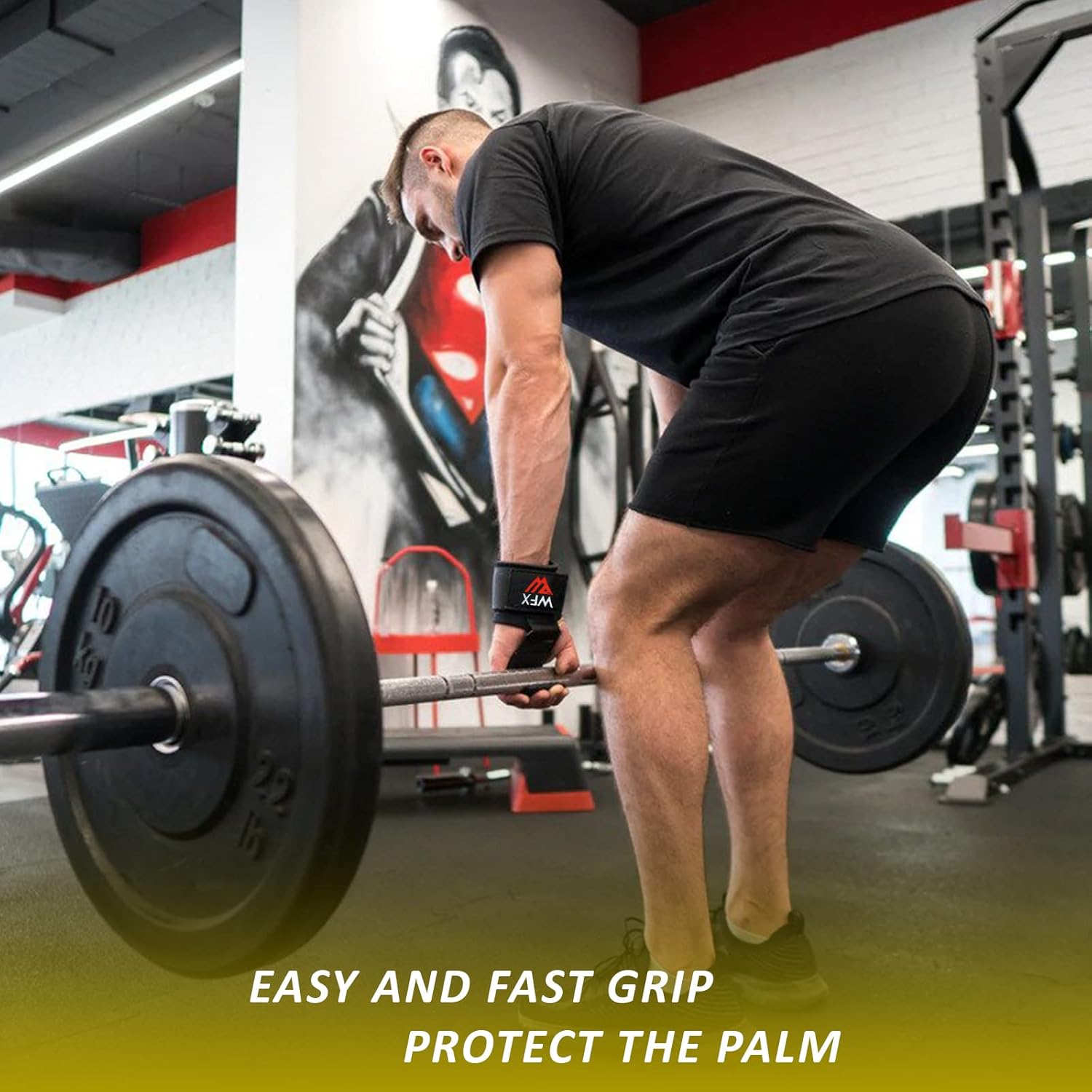 Skiennix Weight Lifting Hooks - Non-Slip Rubber Coated Grips with 7mm Neoprene Wrist Support for Strength Training