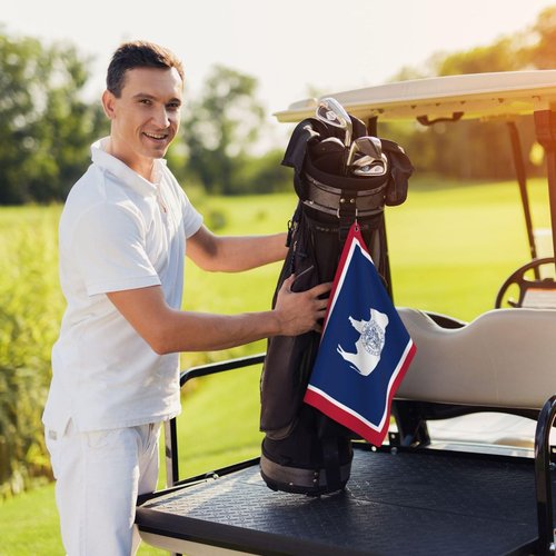 ZKPeFeH Wyoming State Flag Golf Towel with Carabiner Clip Golf Gift for Men Waffle Pattern Cooling Towels