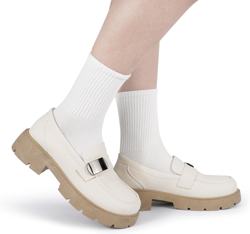 BomKinta Women Casual Calf Socks - Soft Cotton Crew Socks for Comfort | 6 Pairs, Size 5-10