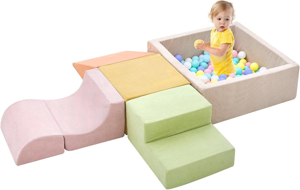 Skiennix Toddler Climbing Toys - 5-Piece Foam Blocks Play Set with Ball Pit | Indoor Soft Play Gym