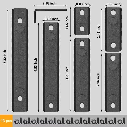 Anovo Single Picatinny Accessory Rail Set 3-5-7-9-11-13 Slots