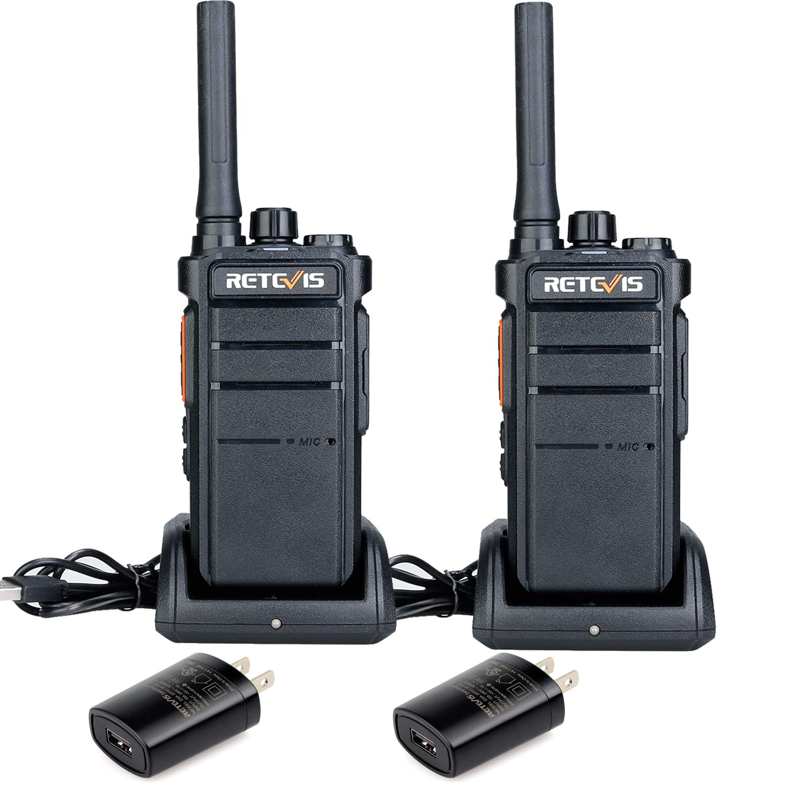 Retevis RB26 Walkie Talkies Long Range, Extended Range Two-Way Radios, Repeater Compatible, 2000mAh Rechargeable Battery, USB-C Charging, Flashlight, Emergency Radios for Camping,Hiking(2 Pack)