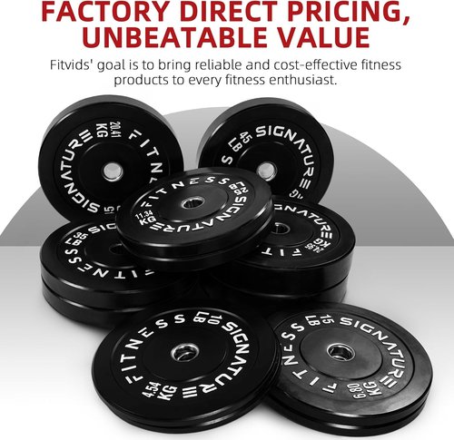 Fitvids Olympic Rubber Weight Plates Set - Durable Bumper Plates for Strength Training | 180-390 Lbs Options
