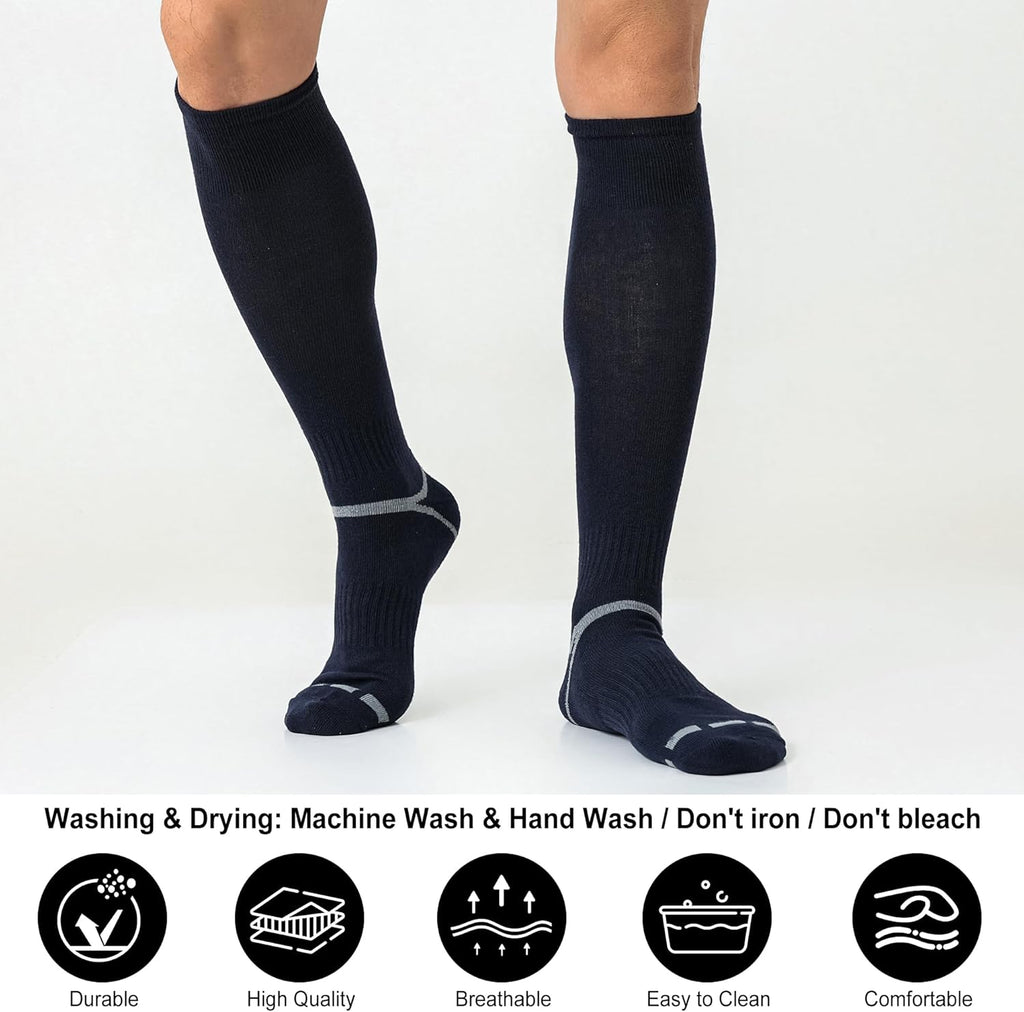 Skiennix Soccer Socks - 3 Pack Softball & Baseball Socks for Youth, Men & Women | Comfortable Fit