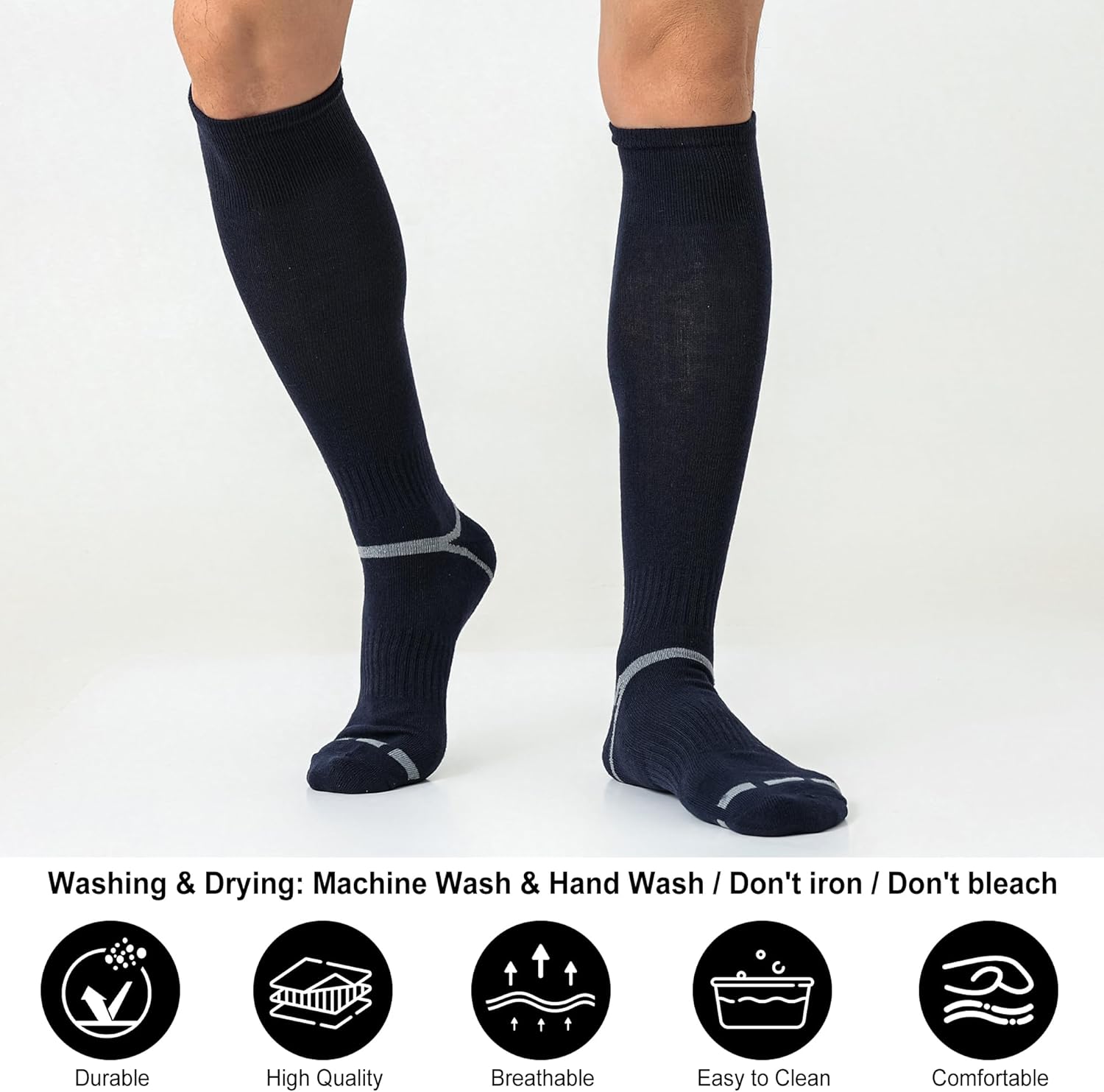 Skiennix Soccer Socks - 3 Pack Softball & Baseball Socks for Youth, Men & Women | Comfortable Fit