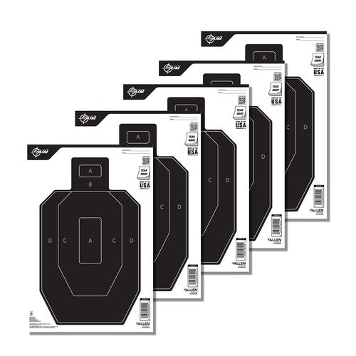 Allen Company EZ Aim Paper Shooting Targets, IPSC Silhouette, Peel Away Target Pad, 12" W x 18" H, 50-Pack, Black/White