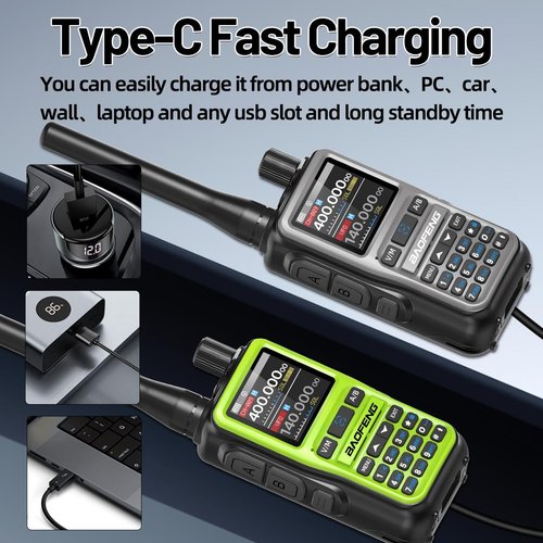 Baofeng UV-5R Mini Handheld Ham Radios Long Range Rechargeable Walkie Talkies for Adults APP Programming NOAA Weather UV5R Two Way Radio with Earpiece USB-C Charger for Camping Hunting,2Pack