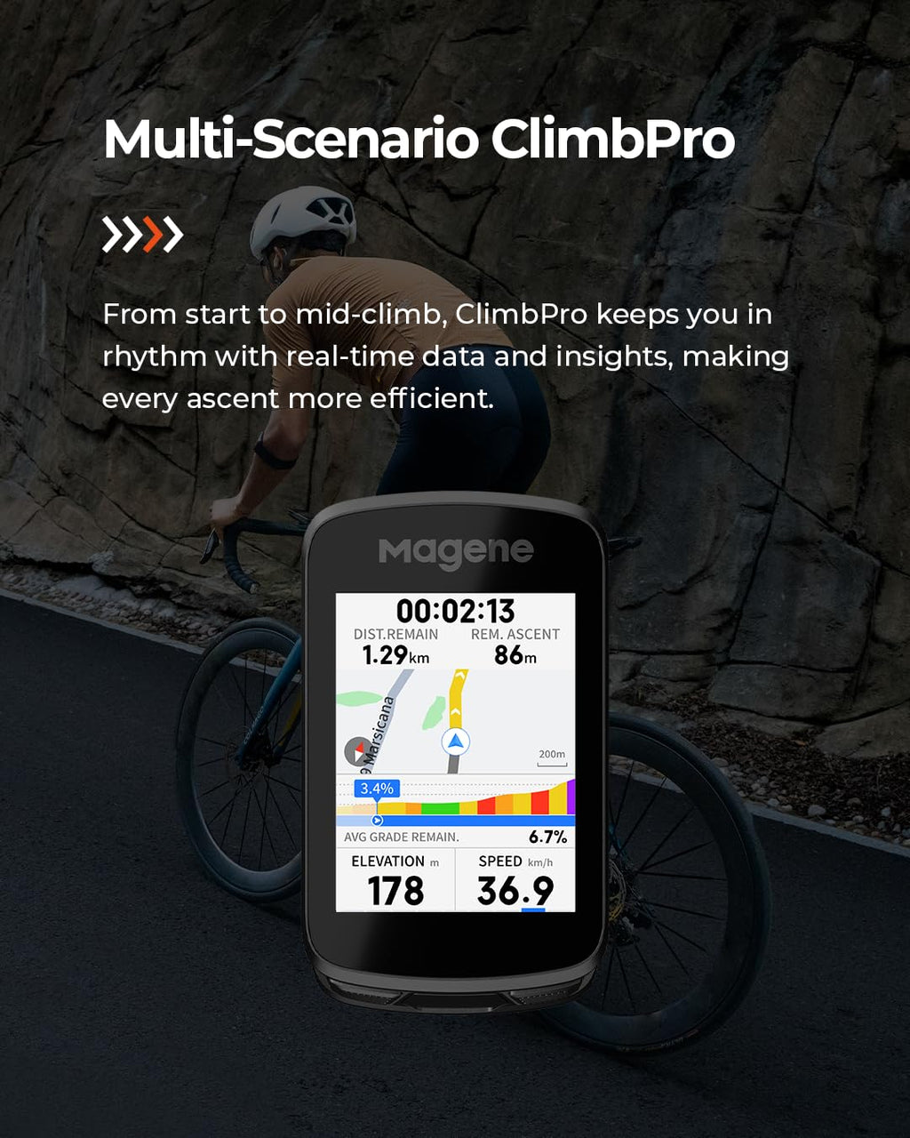Magene C606 Pro GPS Bike Computer – 2.8" Transflective Touchscreen, 25Hr Battery, Map Navigation, Climb Pro, Live Segments, ANT+/Bluetooth Cycling Computer