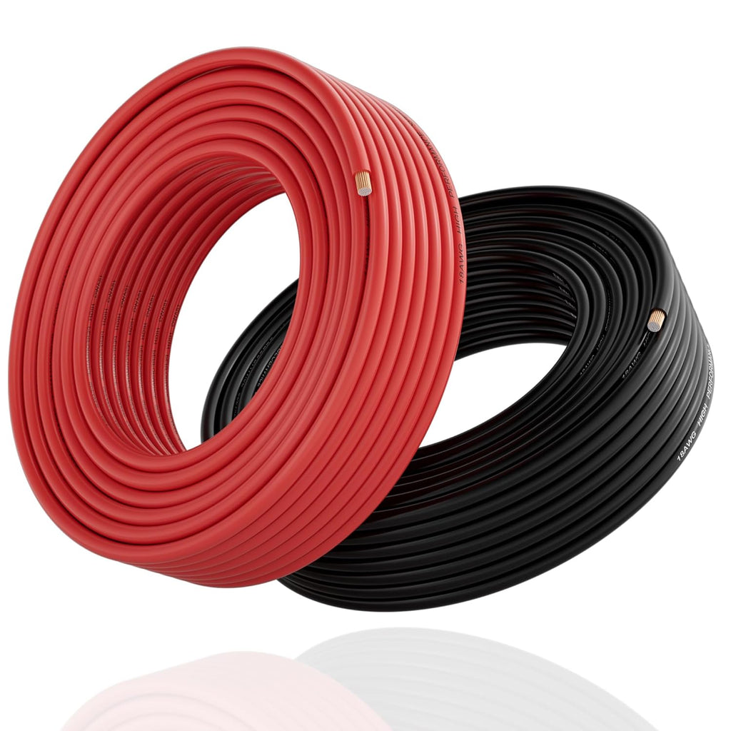 Skiennix 16 Gauge Wire - 25FT Red/Black 2-Pack | Low Voltage Automotive Primary Harness Wire for DIY Projects