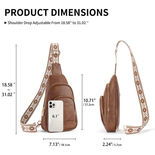 SENDEFN Crossbody Bags for Women Leather Sling Backpack Fanny Pack Chest Bag Casual Daypacks Travel Shopping