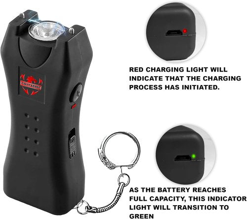 FIGHTSENSE Super Heavy Duty Keychain Stun Gun - Rechargeable Self Defense Device with Flashlight | Durable Nylon Holster