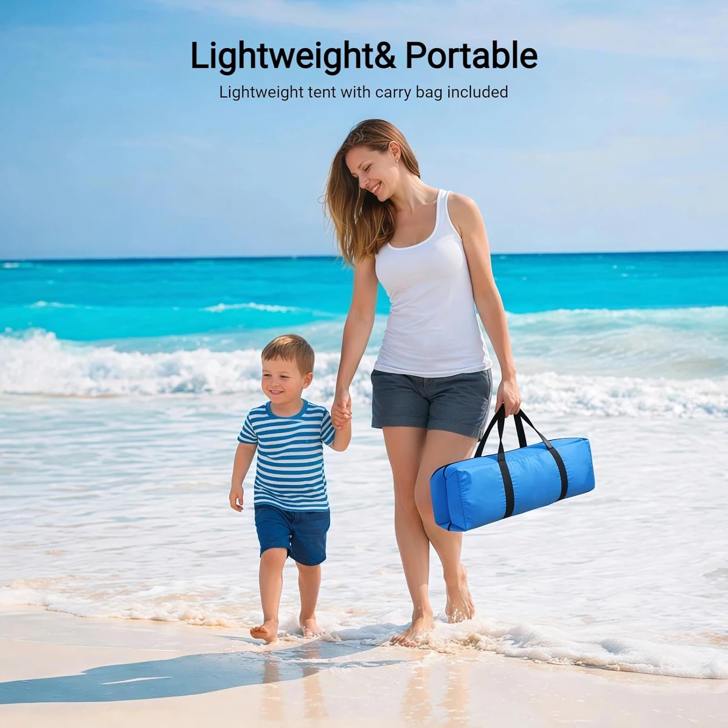Skiennix Beach Tent - Portable Sun Shelter for 2-8 People | UPF 50+ UV Protection & Easy Setup