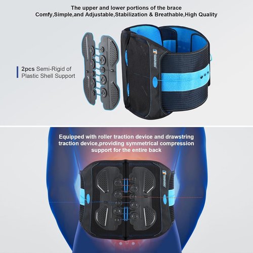 TIMTAKBO Comfy Lumbar Brace for Women Men Lower Back Pain Relief, Lumbar Decompression Back Brace for Herniated Disk, Sciatica, Scoliosis, Discectomy, Laminectomy（Black-LX)