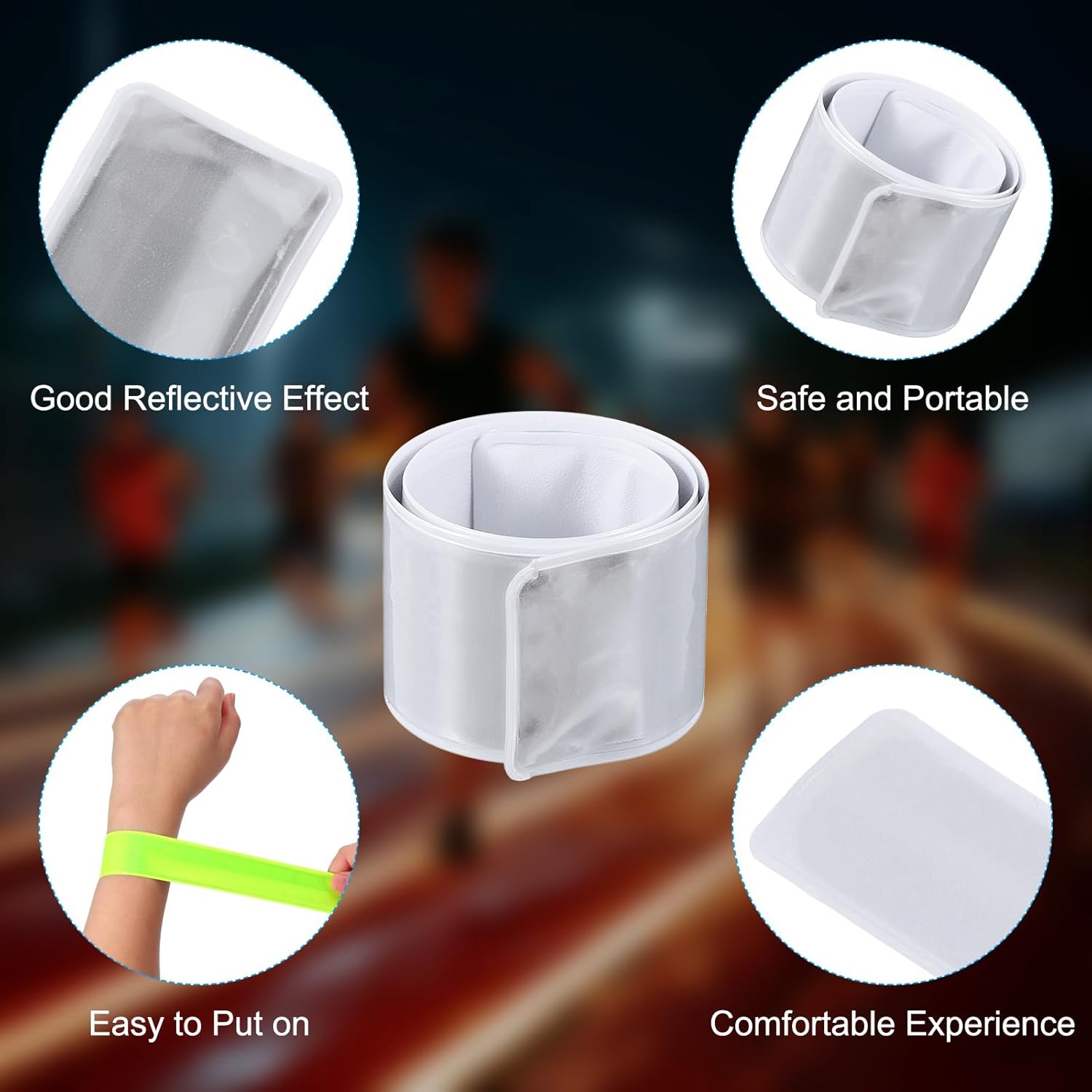 PATIKIL Reflective Slap Bands - High Visibility Safety Reflector Armbands for Night Jogging & Cycling