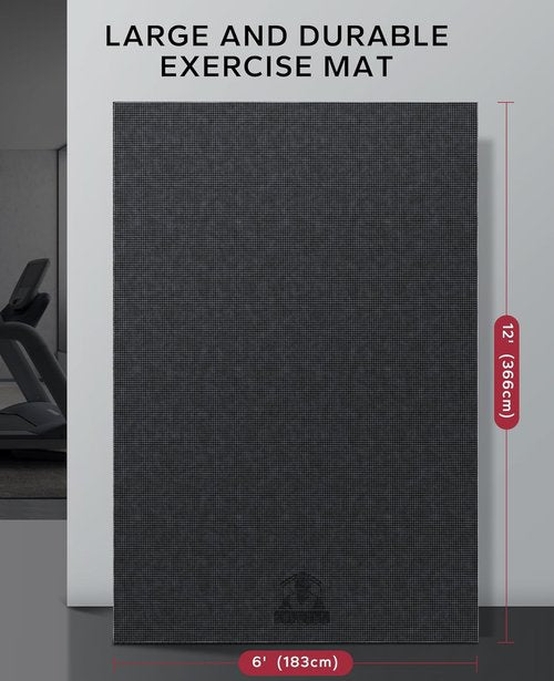 HAPBEAR Extra Large Exercise Mat - Non-Slip, Ultra Durable 8mm Thick Workout Mat for Home Gym | 7'x5', 6'x8', 6'x9', 6'x10', 6'x12'