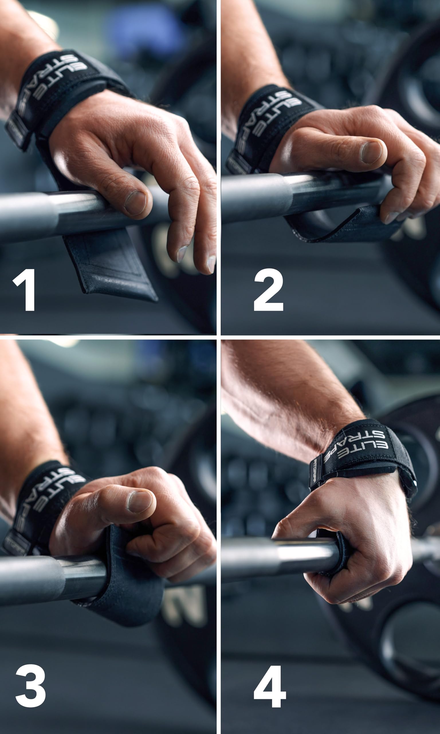 Fitgriff® Elite Straps - Lifting Wrist Straps (Rubber Grips) for Weightlifting, Gym, Workout, Deadlift - Anti-Slip Revolution for Men and Women (Black, XL)