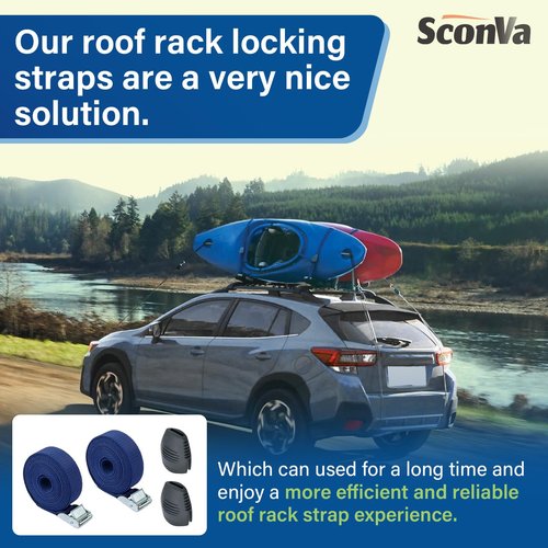 Tie Down Straps for Thule Roof Mount Racks, Roof Rack Locking Straps Compatible with Thule Bars, Yakima Bars, Factory Bars Surfboard, Paddleboard or Kayak - 9 FT (1 Pair)