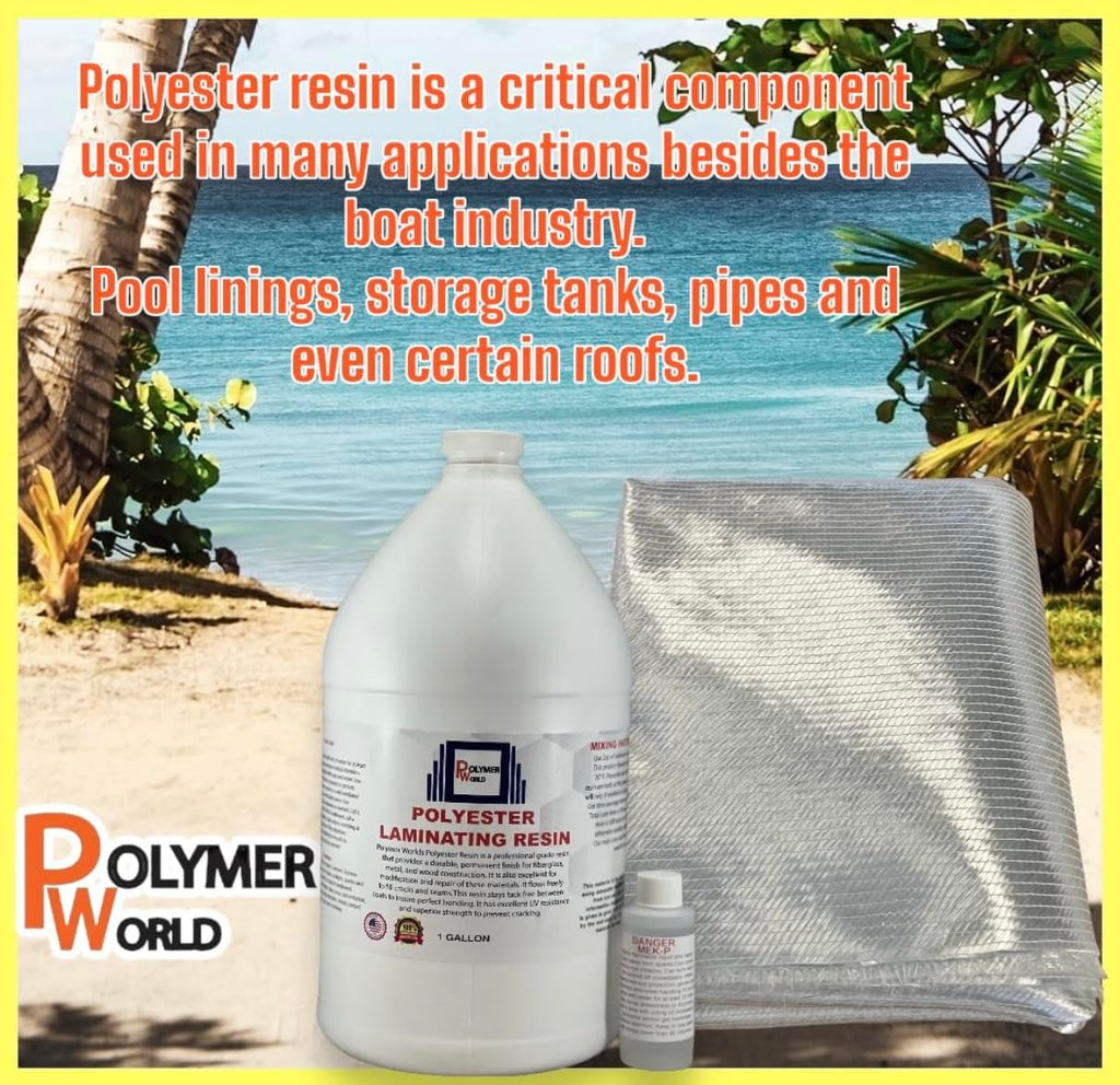 Polymer World Polyester Resin - Biaxial Cloth Repair Kit for Boats, RVs, Jetskis & More | 1708x38x5 Yard