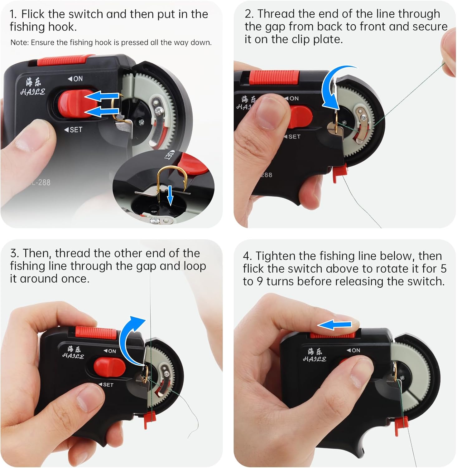 OriGlam Automatic Fishing Hook Tyer Machine - Fast Electric Device for Easy Knot Tying