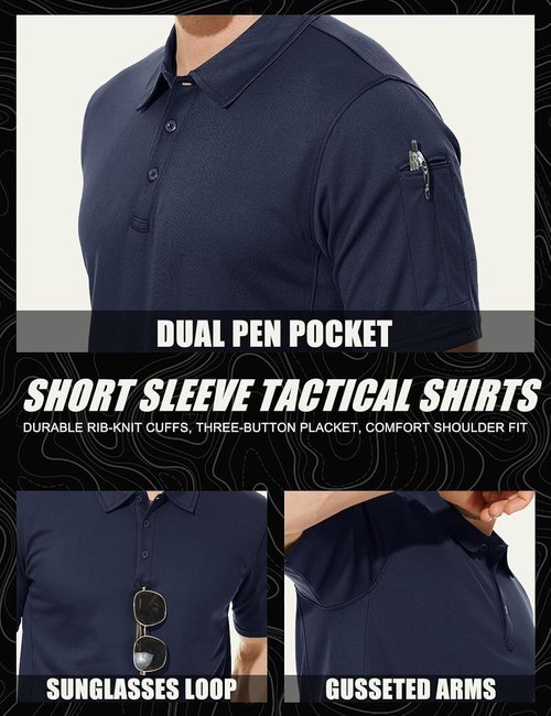 MAGCOMSEN Men's Quick-Dry Polo Shirt - Performance Short Sleeve Tactical Golf Jersey