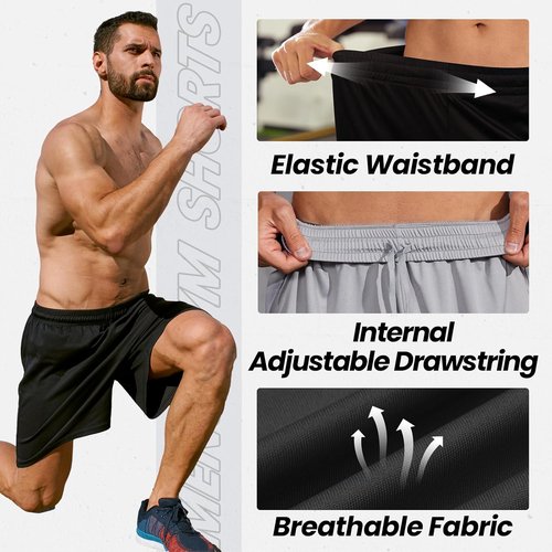 BALENNZ Athletic Shorts - Quick Dry Activewear for Men with Pockets & Elastic Waistband