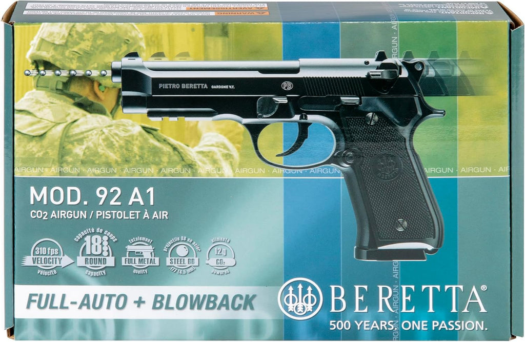 Umarex Beretta M92 A1 Blowback Air Pistol - Full-Auto .177 Caliber BB Gun for Realistic Shooting