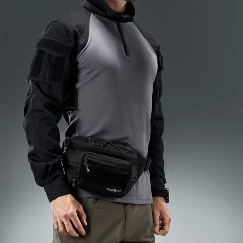 AMHEH 3.5L Tactical Fanny Pack for Men – Crossbody Waist Bag for Everyday Carry & Weekend Travel, Fits 28"-50" Waists (Black)