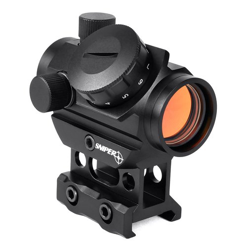 Sniper RD20 1x22mm 3MOA Red Dot Sight Fits 20mm Picatinny Rail with 1 Inch Riser Mount, Crossbow Sight