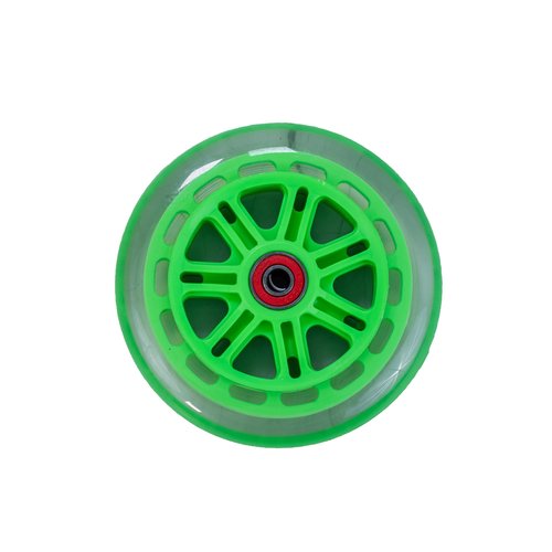 AlveyTech 125 mm Wheels for the Razor A3 Kick Scooter, Clear Wheel Green Hub (Set of 2)