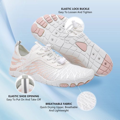 SIOSNETA Hike Barefoot Shoes for Women Men, Breathable Non-Slip Athletic Footwear, Wide Toe Water Shoes for Hiking, Non-Slip Neuropathy Shoes for Women Men, Grounded Comfort wear White
