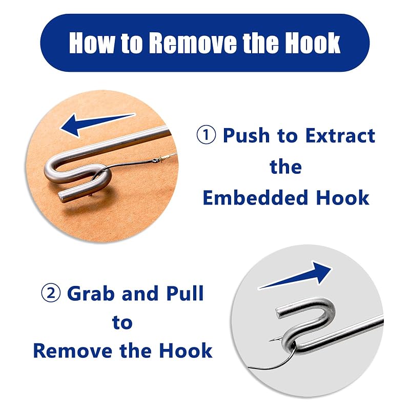 Elsjoy 2 Pack Fishing Hook Remover, 12" Fish Dehooker Tool Saltwater Fish Hook Remover, Shark Hook Removal Tool for Quick Removal