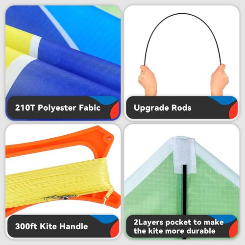 Delta Kite Set - Easy Launch for Kids & Adults | Perfect for Beach & Park Fun (Rainbow Crystal)