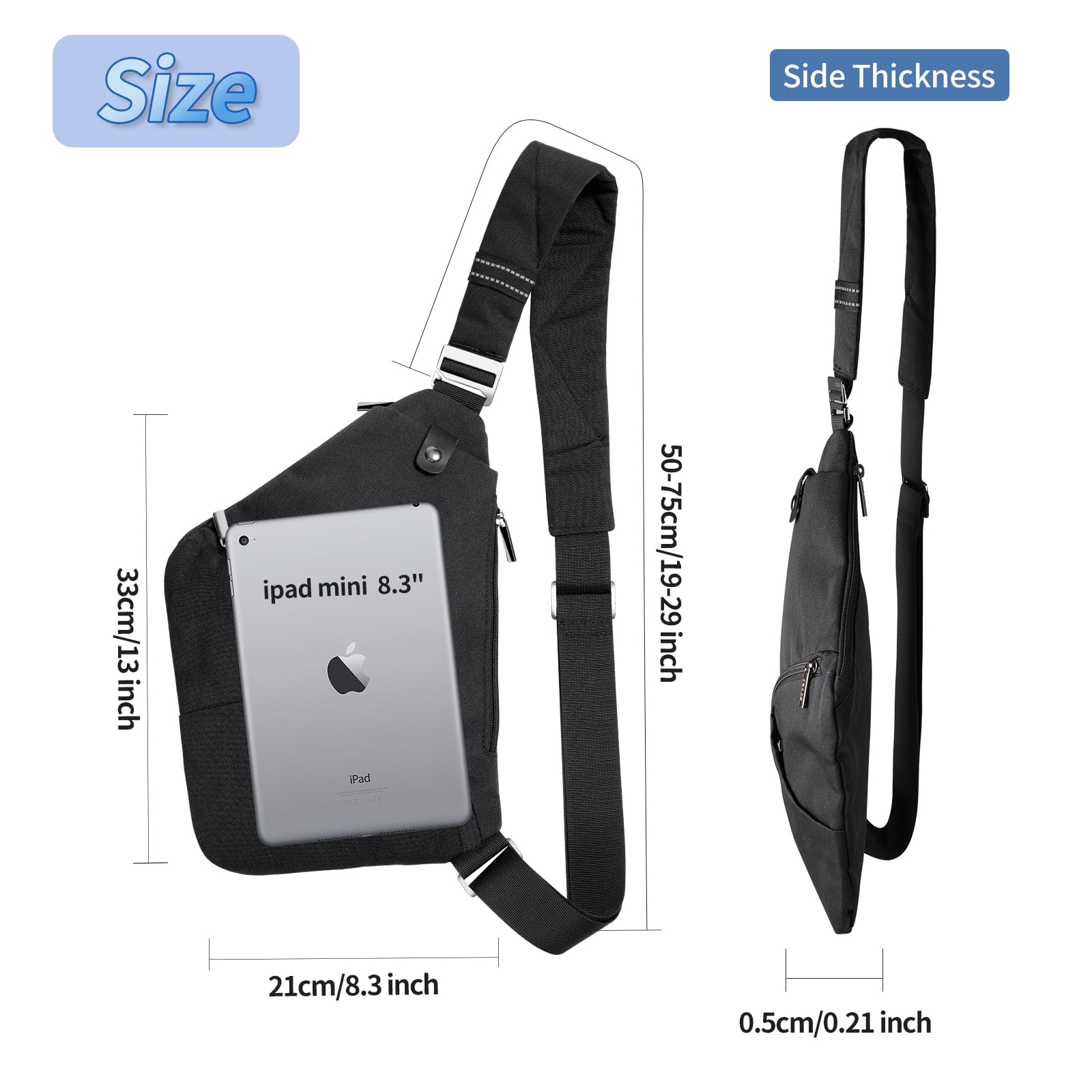 VADOO Sling Bag for Men and Women, Anti theft Crossbody Bag Lightweight Shoulder Chest Bag for Travel Gym Running
