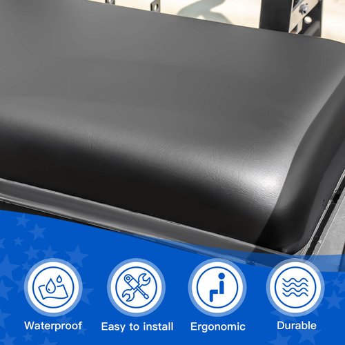 NOKINS Golf Cart Rear Seat Replacement Cushion, Universal Back Seat Cushions for Yamaha/EZGO TXT/RXV/Club Car Precedent/DS, Waterproof Vinyl Leather & Memory Foam, Black