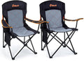 EMERIT Oversized Padded Camping Chair - 350LB Heavy Duty Quad Fold with Lumbar Support & Cup Holder