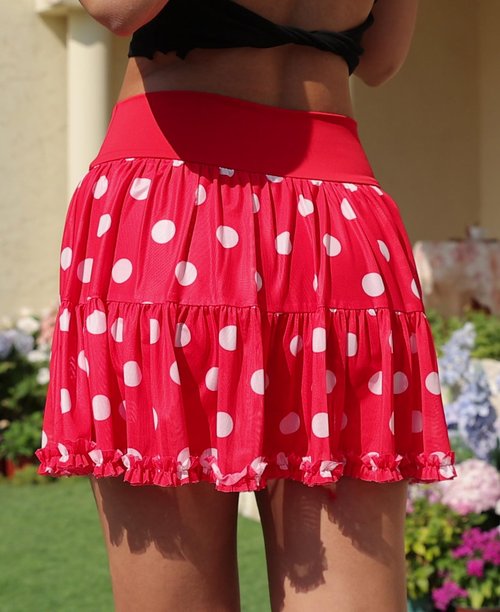 Luopeisi Polka Dot Skirt Red Skorts for Woman with Shorts High Waist Mesh Skirts with Pockets Cute Theme Park Outfits Womens Valentines Day Outfit Funny Mini Skort Short,S