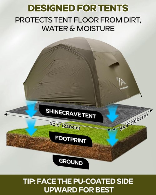 Premium Tent Footprint, PU3000, Oxford Ripstop Fabric, Durable,Tarp Ground Sheet for 2 Person Backpacking Tent Floor Protector for Hiking, Camping, Beach and Picnic (Rectangle(90.6" L x 59" W)