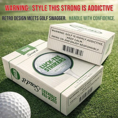 Luck-Tee Strikers Flip-Top Golf Tee Holder - Vintage Pocket Case with 18 Bamboo Tees | Unique Golf Gift for Men