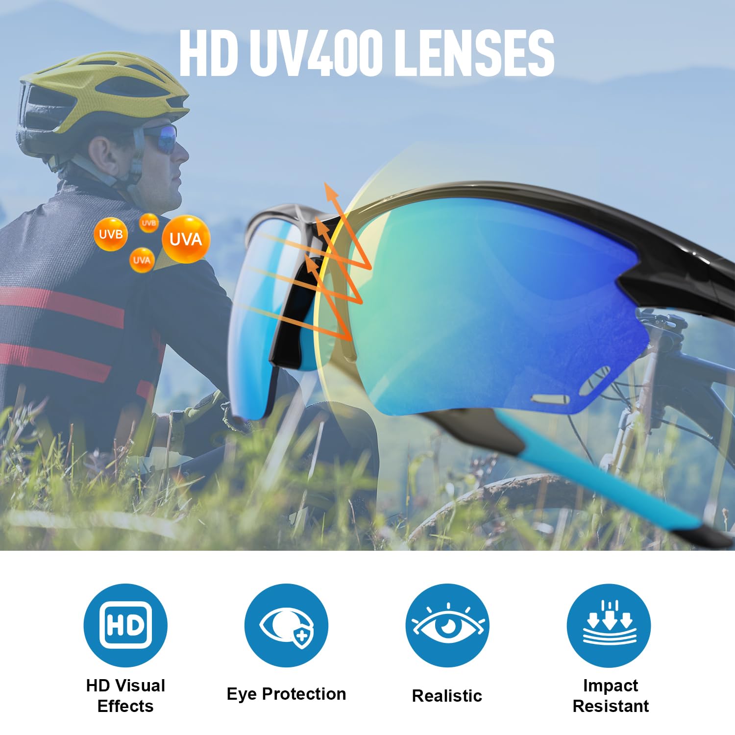 Polarized Sports Sunglasses for Men Women, Baseball Sun Glasses for Cycling Fishing Running Driving Golf Motorcycle Blue Glasses