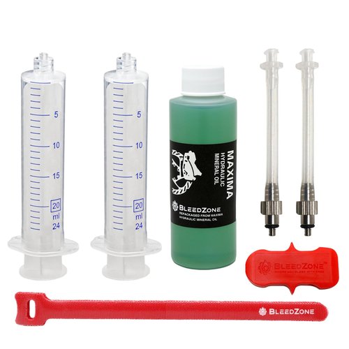 BleedZone SRAM DB8 Brake Bleed Kit with Maxima Mineral Oil Brake Fluid - Compatible with SRAM DB8, Mountain Bike Bleed Kit with 2X Syringes, 2X M4 Fittings, Fastener & Bleed Block