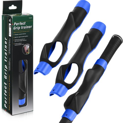 Seenelling 3 Pack Golf Grip Trainers, Golf Training Aid, Swing Trainer Club Grips Accessories for Right Handed Club Grip Equipment to Help Correct Hand Position (Blue)