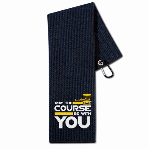 CybGene Disc Golf Gifts, Disc Golf Towel, 16”x 24” Microfiber Golf Towel, May The Course be with You, Black