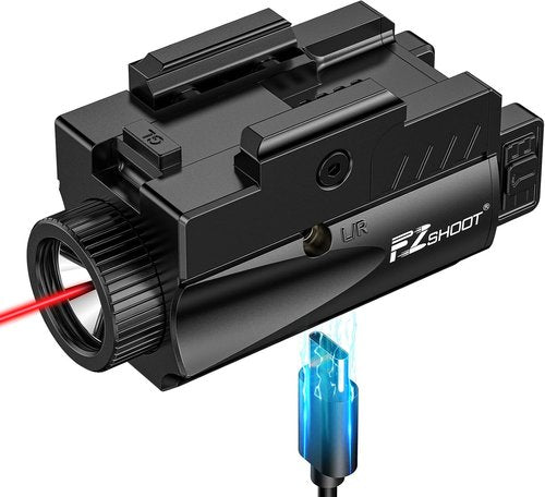 EZshoot Pistol Light Laser Combo - 1000 Lumens Rechargeable Gun Light with Red Laser Beam | Compatible with Glock & Picatinny Rail