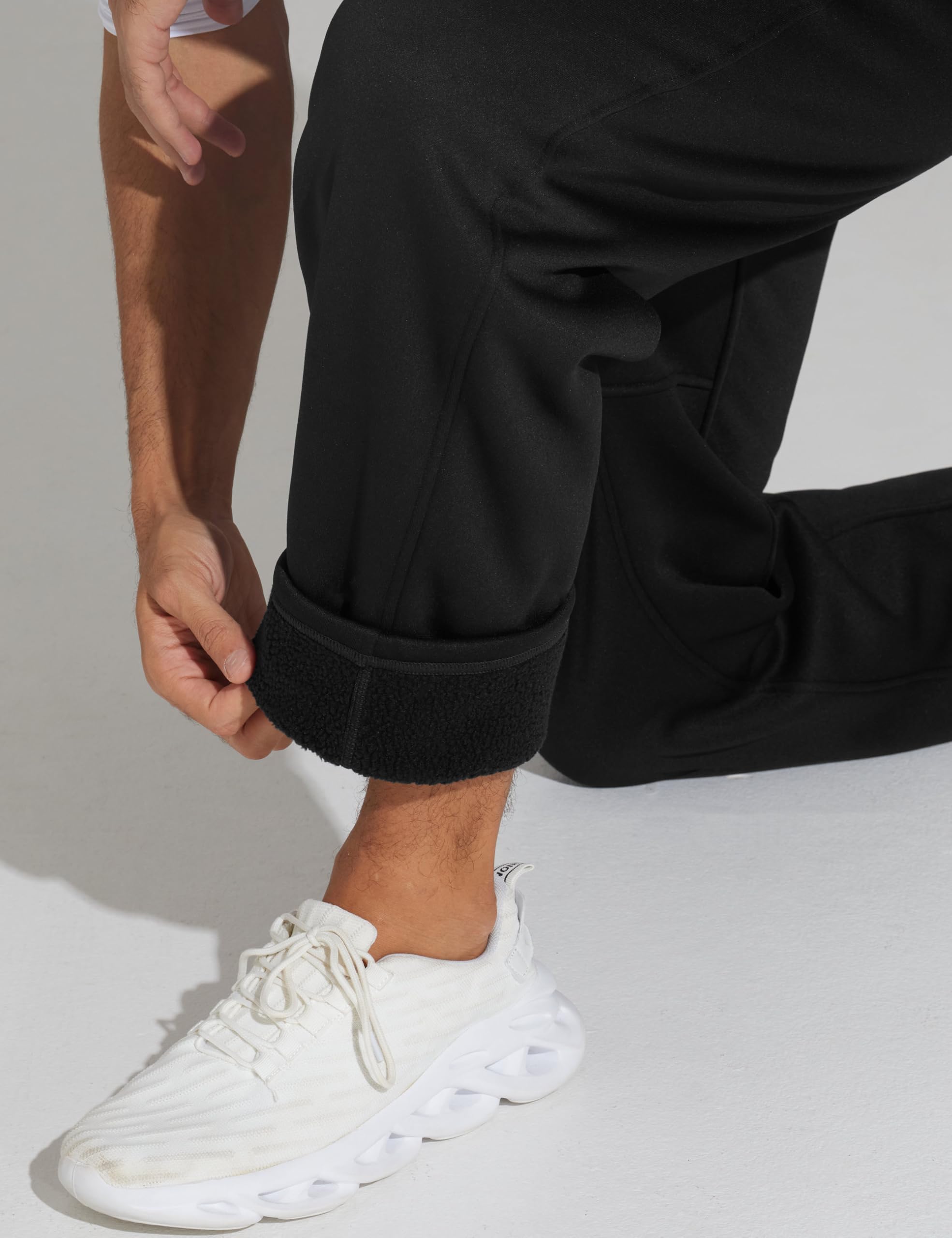 THE GYM PEOPLE Men's Baggy Sweatpants Fleece Drawstring Straight Leg Open Bottom Workout Pants with Pockets Black