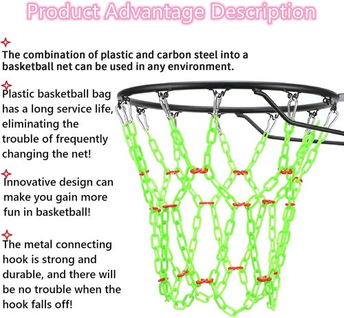 Heavy Duty Basketball Net Replacement by [Brand Name] - Anti-Rust Resin for Indoor/Outdoor Use | Standard 12-Ring