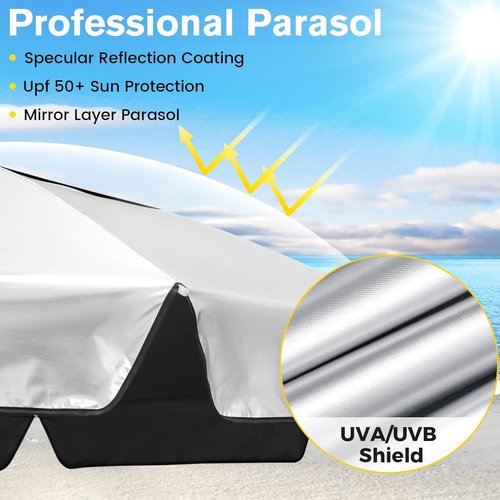 G4Free Heavy Duty Beach Umbrella - UPF 50+ UV Protection Double Canopy, 6.5 ft Portable Sun Shelter with Carry Bag