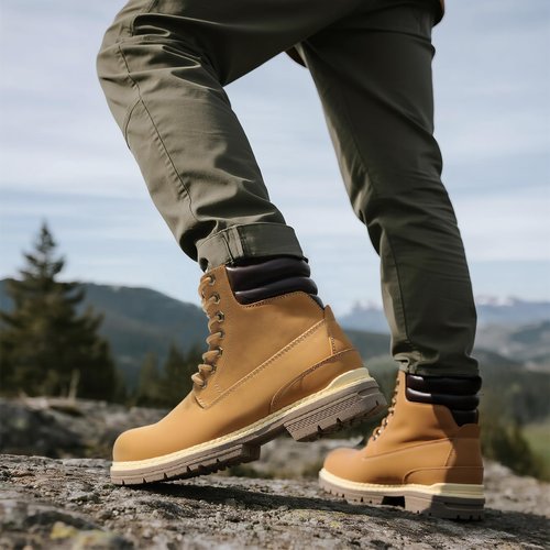 ANJOUFEMME Winter Hiking Boots Men Waterproof, Warm Work Trekking Shoes for Men FNM2018-YELLOW-10