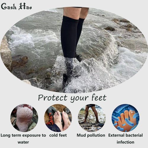Gash Hao Waterproof Socks Hiking Gear Wading All-Weather Outdoor Sports Fishing Skiing Kayaking Camping Mens And Women（BLACK-L）