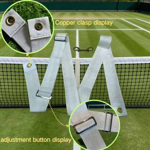 Professional Tennis Net Center Strap with Adjustable Buckle & Rust-Proof Hook Heavy-Duty Center Strap for Secure Net Tension and Height Stability on Tennis Courts